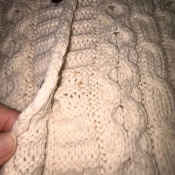 Kilronan Knitwear 100% Irish Merino Wool Button Sweater 3/4 Sleeves Cream Size M - Picture 12 of 16